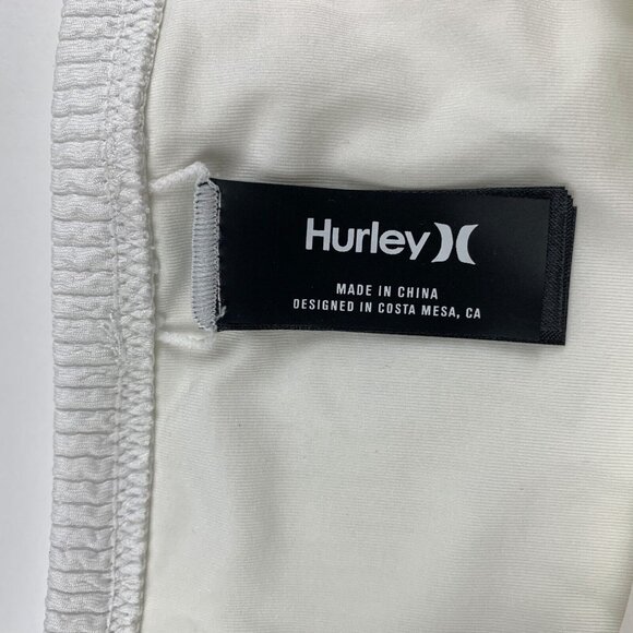 Hurley Tube Top Women Large White Textured Beach Ruched Sweetheart Neck Swimwear - Picture 3 of 7